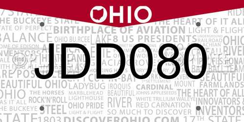 JDD080 Ohio License Plate
