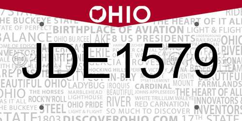 JDE1579 Ohio License Plate