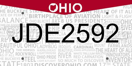 JDE2592 Ohio License Plate