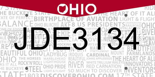 JDE3134 Ohio License Plate