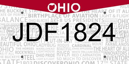 JDF1824 Ohio License Plate