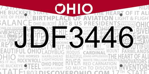 JDF3446 Ohio License Plate