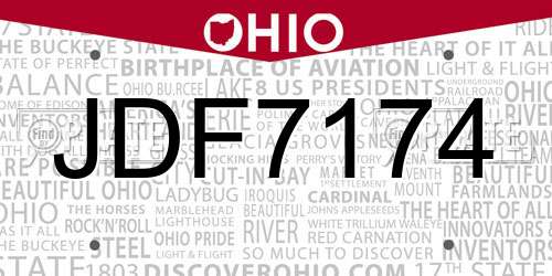 JDF7174 Ohio License Plate