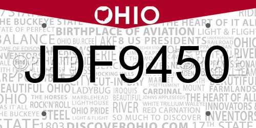 JDF9450 Ohio License Plate