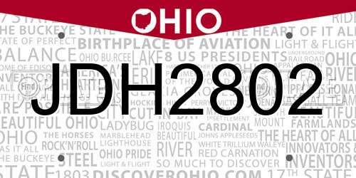 JDH2802 Ohio License Plate