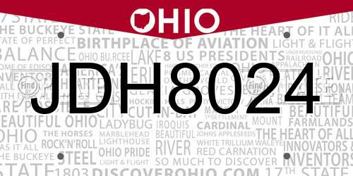 JDH8024 Ohio License Plate