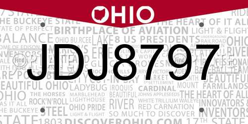 JDJ8797 Ohio License Plate