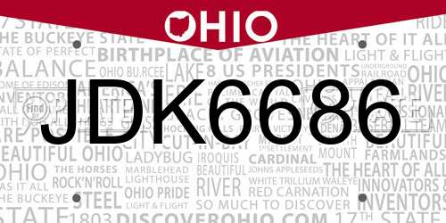 JDK6686 Ohio License Plate