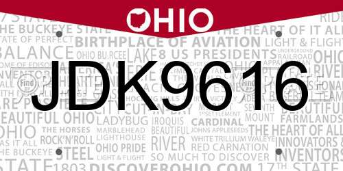 JDK9616 Ohio License Plate