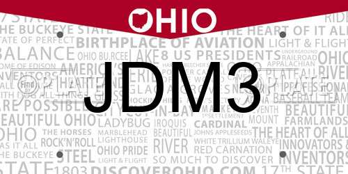JDM3 Ohio License Plate