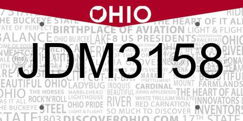 JDM3158 Ohio License Plate