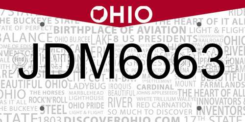 JDM6663 Ohio License Plate