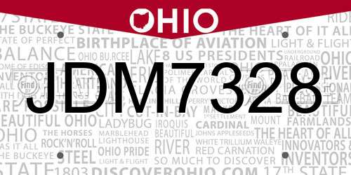 JDM7328 Ohio License Plate