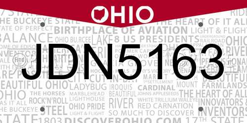 JDN5163 Ohio License Plate