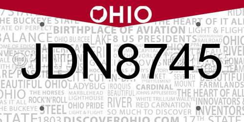 JDN8745 Ohio License Plate