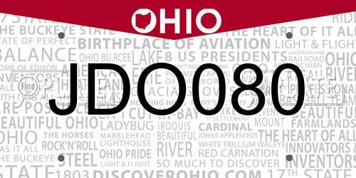 JDO080 Ohio License Plate