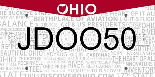 JDOO50 Ohio License Plate