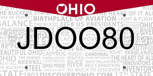 JDOO80 Ohio License Plate