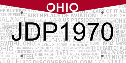 JDP1970 Ohio License Plate