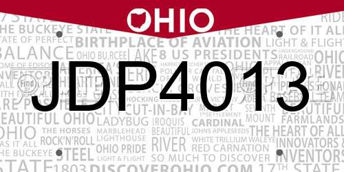 JDP4013 Ohio License Plate