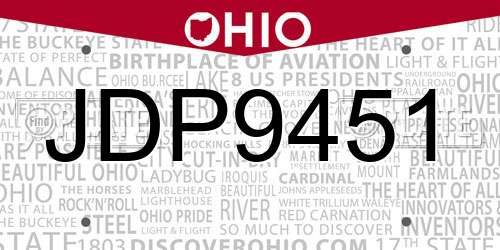 JDP9451 Ohio License Plate