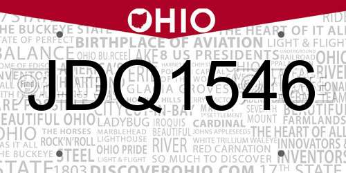 JDQ1546 Ohio License Plate