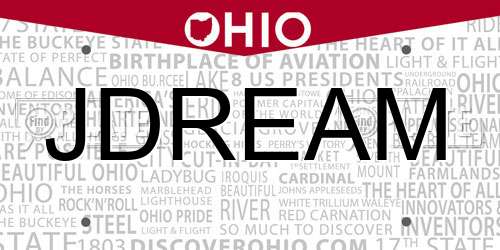 JDREAM Ohio License Plate