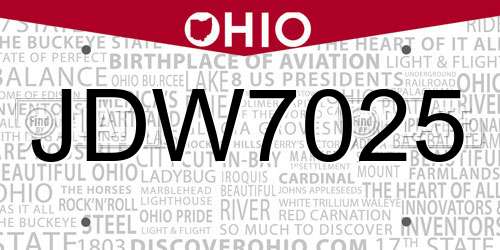JDW7025 Ohio License Plate