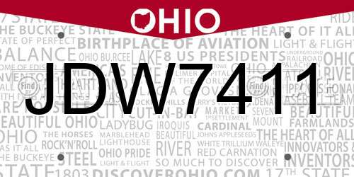 JDW7411 Ohio License Plate