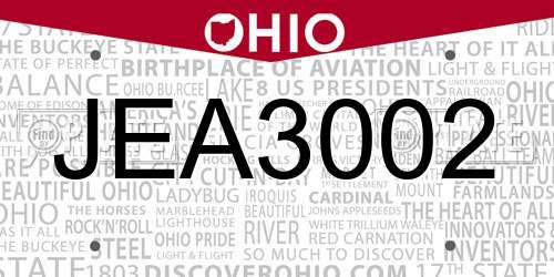 JEA3002 Ohio License Plate