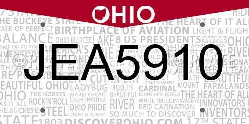 JEA5910 Ohio License Plate