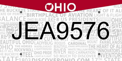 JEA9576 Ohio License Plate