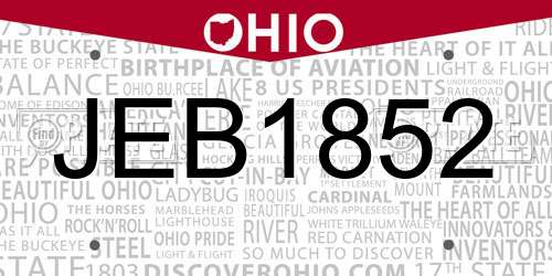 JEB1852 Ohio License Plate
