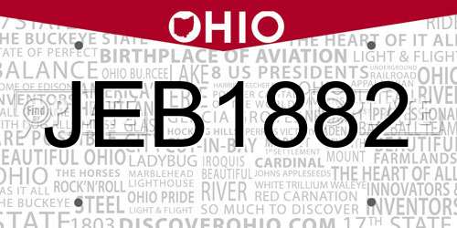 JEB1882 Ohio License Plate