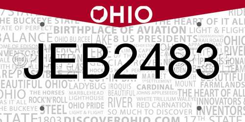 JEB2483 Ohio License Plate