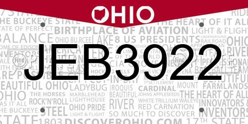 JEB3922 Ohio License Plate