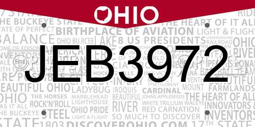JEB3972 Ohio License Plate