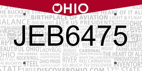 JEB6475 Ohio License Plate