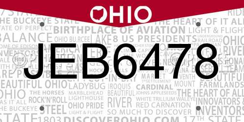 JEB6478 Ohio License Plate
