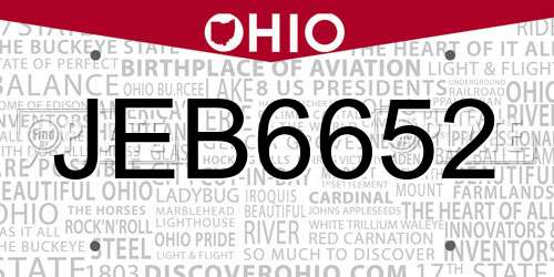 JEB6652 Ohio License Plate