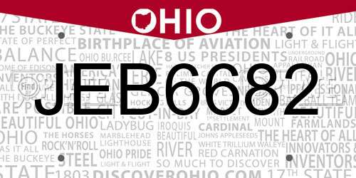 JEB6682 Ohio License Plate