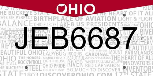 JEB6687 Ohio License Plate
