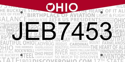 JEB7453 Ohio License Plate