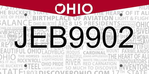 JEB9902 Ohio License Plate