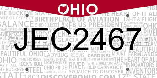 JEC2467 Ohio License Plate
