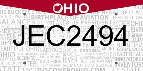 JEC2494 Ohio License Plate