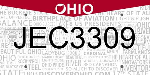 JEC3309 Ohio License Plate
