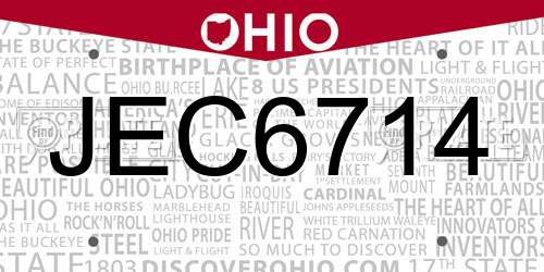 JEC6714 Ohio License Plate