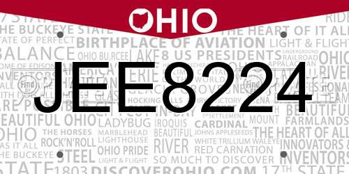 JEE8224 Ohio License Plate