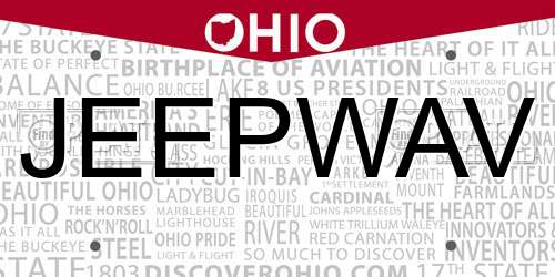 JEEPWAV Ohio License Plate